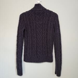Ralph Lauren Black Label Purple Cable Knit 100% Cashmere Turtleneck Sweater S